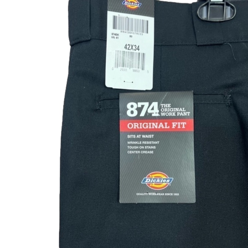 Dickies Mens Original Fit 874 Work Pants Size 42x34 Black NWT - Picture 7 of 9